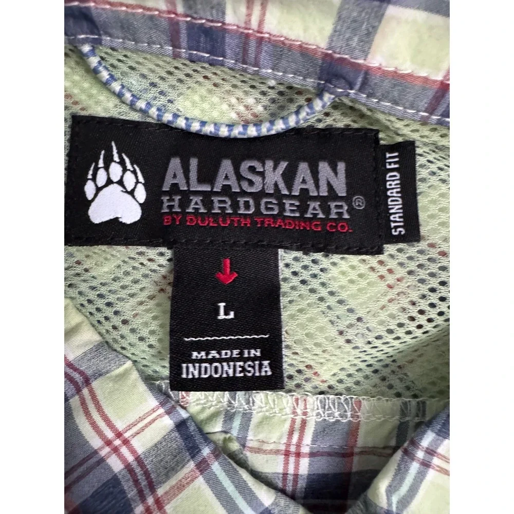 Alaskan‎ Hardgear Duluth Trading Co Mens Large Plaid Coolmax Fishing Shirt Green
